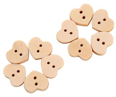 STOBOK 200St Holzknopf Holzknöpfe zum Basteln Scrapbooking-Buch Holzdekor 2-Loch-Knopf herzförmiger Knopf leer schmücken Dekorationen Sammelalbum Kunsthandwerk Hölzern