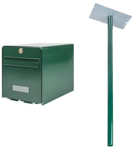 BURG-WÄCHTER Boîte aux Lettres Agréée La Poste, 1 Porte, 501 VE Favor, Vert, en Acier Galvanisé & Pied pour Boîte aux Lettres, 115 cm de Long, Acier Galvanisé, Vert