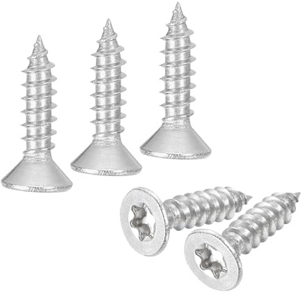 QUARKZMAN 40 Stück Flachkopf Torx Schrauben, M4 x 16mm Torx Holzschrauben 304 Edelstahl Senkkopfschrauben Selbstschneidende, Passend für T20 Bit für Holz, Zaun, Terrassendielen (Silber)