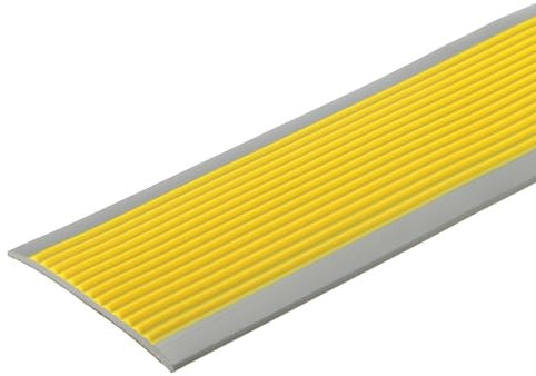 QUARKZMAN 3.2Ft Treppenkantenprofil, 6mm PVC Selbstklebender Treppenkanten-Schutz Treppenabschluss Treppenstufenkantenverkleidung für den Außen- und Innenbereich, Gelb/Grau.