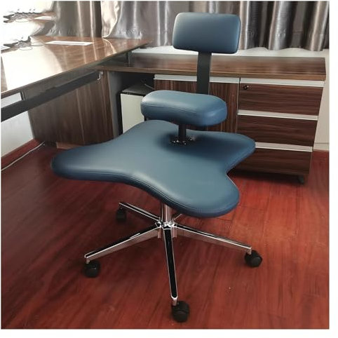 Ergonomischer Kniestuhl mit Rückenlehne, höhenverstellbarer Stuhl mit gekreuzten Beinen/Criss-Cross-Stuhl für Zuhause und Büro, für zappelige Sitzende, Tragkraft 129 kg (B, Blau, Einheitsgröße