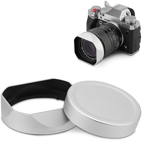 Quadratische Gegenlichtblende aus Metall für Fuji XF33 mm F1.4 R LM WR Objektiv, Fujifilm XF23mmF1.4 R LM WR, Fujinon XF 16–50 mm F2.8–4.8 R LM WR Objektiv, mit Metallkappen-Set, Haoge Bajonettblende
