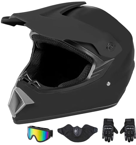 CARTMAN Matte Black Adult Full Helmet Medium, DOT Approved ATV Dirt Bike