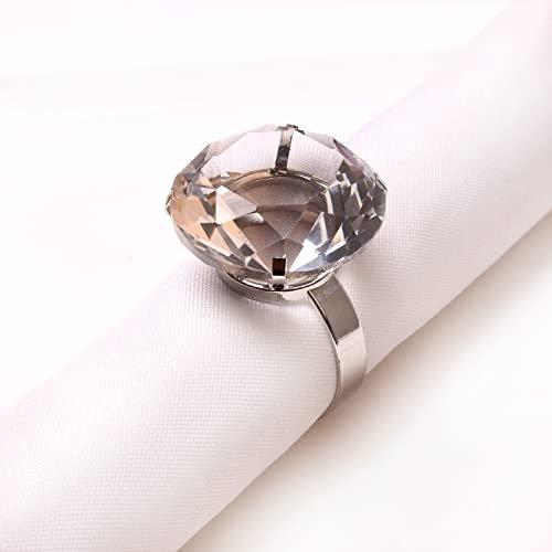 SaryEdge Serviettenknöpfe Serviettenringe Serviettenhalter Serviettenschnalle Hotel Restaurant Mottoparty Dekoration Großer Diamantring Serviettenschnalle Serviettenring Weiche (Silber glänzend