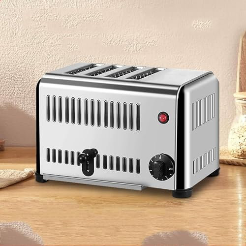 Machine à pain commerciale, grille-pain électrique escamotable en acier inoxydable à 4 tranches, grille-pain de comptoir à contact froid, grille-pain rapide à 4 tranches de 5 minutes avec plateau