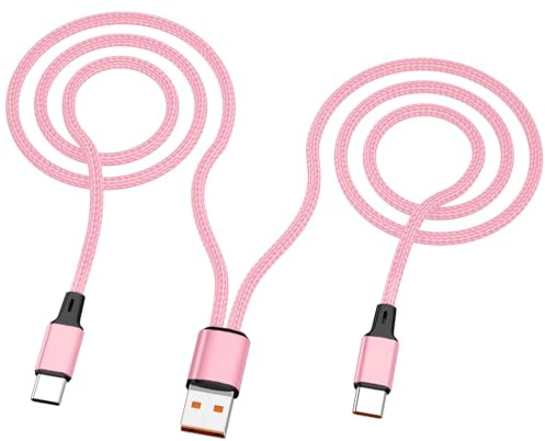 Multi USB C Cable 1.2 m, 2-in-1 Multiple Type C Charging Cable, 3A Dual Splitter USB C Charger, Nylon Cable, USB A to Double USB C Port, Compatible with iPhone 16/15, iPad, Samsung S24, Google,