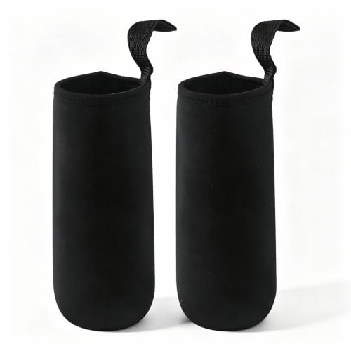 HOgardenME 2 fundas térmicas de goma, 1000 ml, funda térmica para botellas de agua, funda de neopreno, aislamiento para botella de agua deportiva al aire libre (1000 ml, negro)