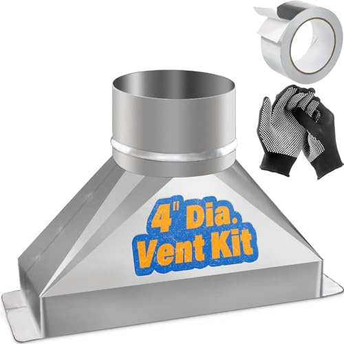 4'' Dia. Round to Rectangular Duct Transition Adapter, 3-1/4 x 10 Galvanized Steel for Microwave Vent Kit Ducting Hose, Range Hood, HVAC, Exhaust Duct Pipe Fittings with Foil Tape & Gloves
