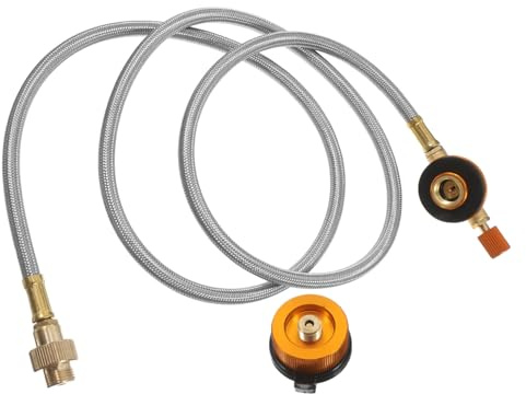 TOGEVAL Kit Adaptador Manguera de Llenado de Tanque para Camping y Barbacoa Portátil, Manguera de Propano Recargable 100 Cm, Válvula de Recarga para Estufa y Parrilla al Aire Libre