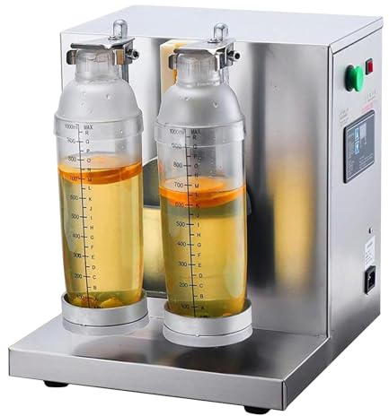 Coctelera eléctrica para té con leche, 340 rpm, automática, con dos tazas y portavasos, altura ajustable, temporizador de 1 a 120 s, acero inoxidable, ideal para cócteles, café