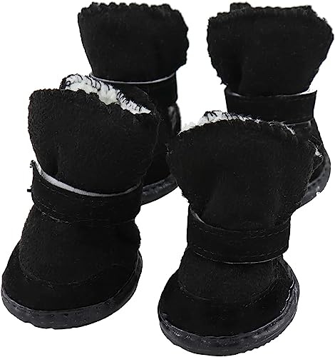 4 Stück Kleine Schuhe für Hunde Winter Innenfutter aus Plüsch Hundeschuhe Pfotenschutz Winter Hundeschuhe Rutschfest und Warm Geeignet für Kleine Hunde und Katzen Outdoor-Aktivitäten (Größe 5)
