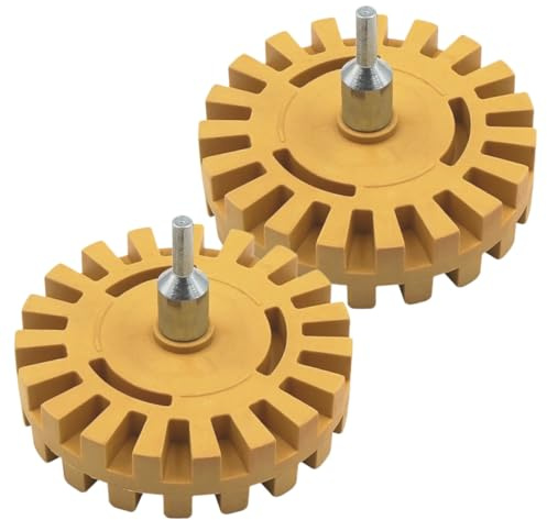 GLSTOY 2 Piezas Rueda Borradora Adhesivos Disco de Goma Resistente para Eliminar Pegatinas y Pintura Coches y Camiones Compatible con Herramientas Neumáticas Accesorios Uso Profesional y