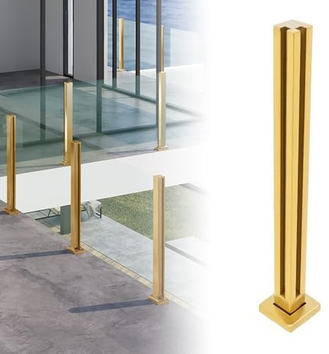 Poste de barandilla de cristal para exteriores de vidrio templado de 8 a 12 mm, diseño de esquina, altura de 85 cm, ideal para terrazas y patios modernos