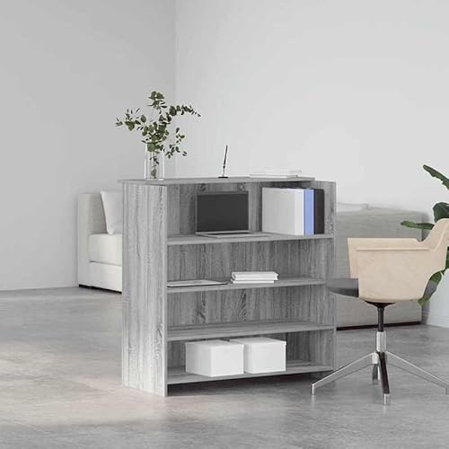 Eleganz Empfangstheke Grau Sonoma 100x50x103,5 cm aus Holzwerkstoff - Stilvolle & stabile Bürotheke für Großraumbüros - Moderne Rezeption für professionelle Empfangsbereiche