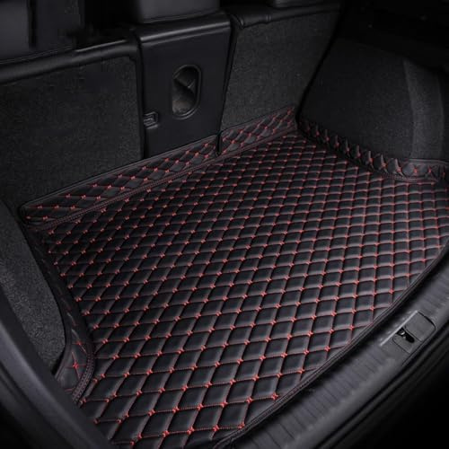 Kofferraummatte für VW T-ROC Crossover R-Line Cabriolet, Leder Antirutsch Wasserdicht Kofferraum Schutz Kratzfest Interieur Zubehör,C/Black Red