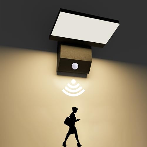 KarlpaSW Outdoor Security Light with Motion Sensor,18W PIR Outside Flood Light，IP65 Aluminum Black Exterior Lighting for Front Door Alley Warehouse(3000K Warm White)