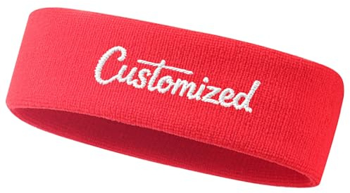 Personalisierte Sport Stirnband Herren Damen, Individuell Schweißband Stirn mit Name Logo, für Training,Yoga,Mode,Laufen,Basketball