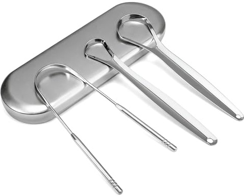 3Pcs Tongue Scraper with Travel Case, Tongue Scraper for Adults | Stainless Steel Tongue Cleaner for Oral Care and Fresh Breath, Easy to Use Tongue Cleaner for Hygiene