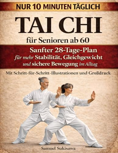 Tai Chi für Senioren ab 60: Sanfter 28-Tage-Plan für mehr Stabilität, Gleichgewicht und sichere Bewegung im Alltag — nur 10 Minuten täglich — Mit Schritt-für-Schritt-Illustrationen und Großdruck