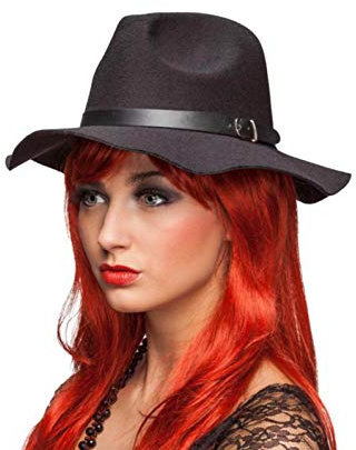 Orlob Fasching Hut Damen in Wollfilzoptik weinrot, braun, schwarz (57, schwarz)