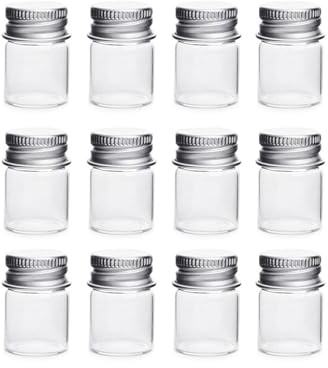 Frasco de cristal transparente de 5 ml con tapa enroscable de aluminio, tarros de muestra vacíos para mensajes en botella, recordatorios de boda y regalos, accesorios de joyería