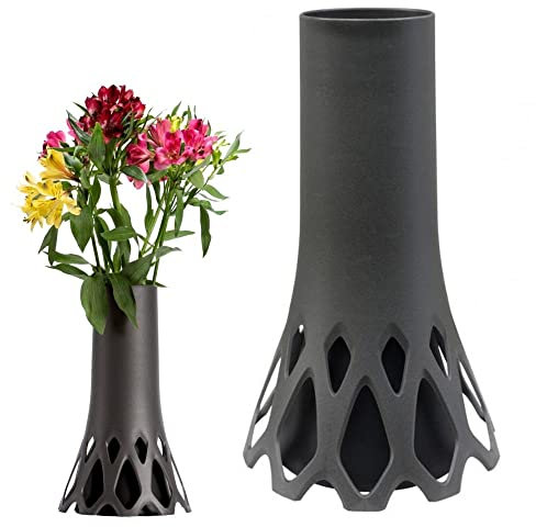 Plastia Grabvase Roseta mit Sockel Gewicht anthrazit 1,3 L