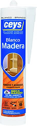 Ceys - Sellador acrílico madera Blanco - Seca rápido - No se agrieta - Cartucho 280 ML