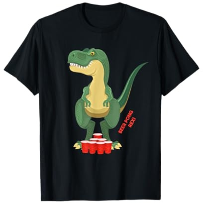 Beer Pong Bierpong tshirt T-Rex lustig Trinkspiel Witzig T-Shirt