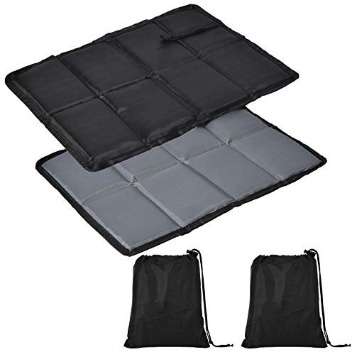 2er Pack Outdoor Sitzkissen Faltbar, Faltbare Sitzunterlage Sitzmatte Wasserdicht Tragbar, aus Oxford-Stoff, mit 2 Aufbewahrungstasche, in Schwarz/Grau, Für Outdoor Spielplatz Camping Wandern Picknick