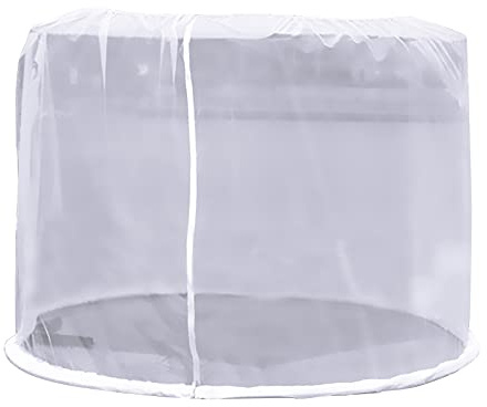 MISNODE Terrassenschirm für den Außenbereich, 2,4 m, Moskitonetz mit Reißverschluss-Tür und Polyester-Mesh-Netz, verstellbar, zum Aufhängen, Moskitonetz für Outdoor-Regenschirm (weiß)