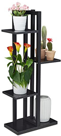 Relaxdays Étagère à plantes, escalier fleurs, 4 niveaux, HLP 93x42,5x22,5 cm, métal, support intérieur, noir