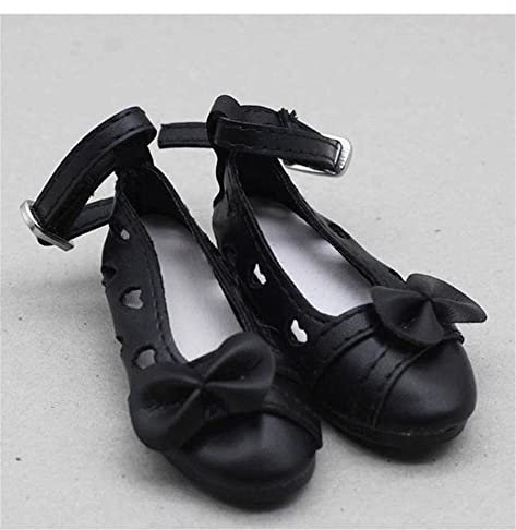GIVBRO Puppenschuhe, flache Schuhe mit Schleifenlöchern, Kleidungszubehör, Geschenk, Kinderspielzeug für 60 cm, 1/3 Dress Up, Schwarz