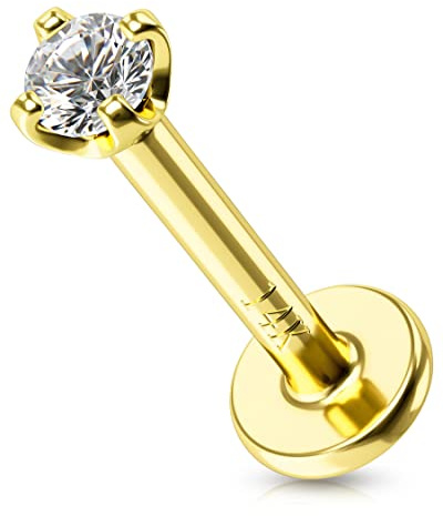 OUFER Body Piercing Lippenpiercing Internally Thread Helix Ohrring 16G Tragus Ohrring Schmuck 14K Solid Gold Tragus Helix Conch Labretpiercing