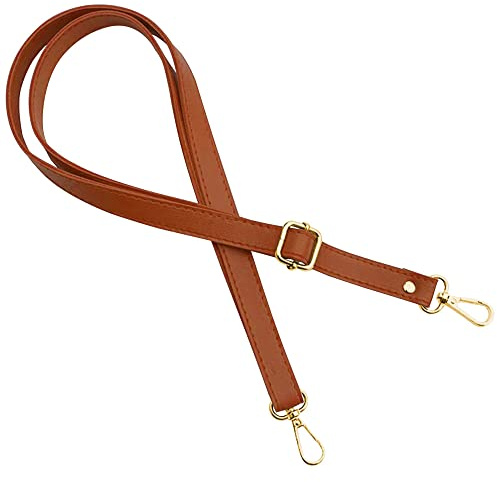 Gurt Band Schulterriemen für Damen Taschen Handtasche - Braun - Farbe Metallteile Gold - Länge verstellbar 70-128 cm - Breite 1,8 cm - Schultergurt Umhängetasche Trageriemen Riemen Umhängegurt