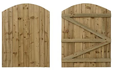 Featheredge Arch top, Wooden Garden and Side Gates (v3)(H-1800, W-1400, Natural (Light Green) Finish)
