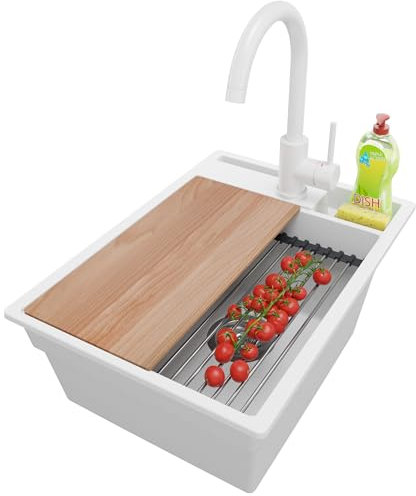 PRIMAGRAN Fregadero Granito al Mueble 40cm + Grifo, 38x53cm