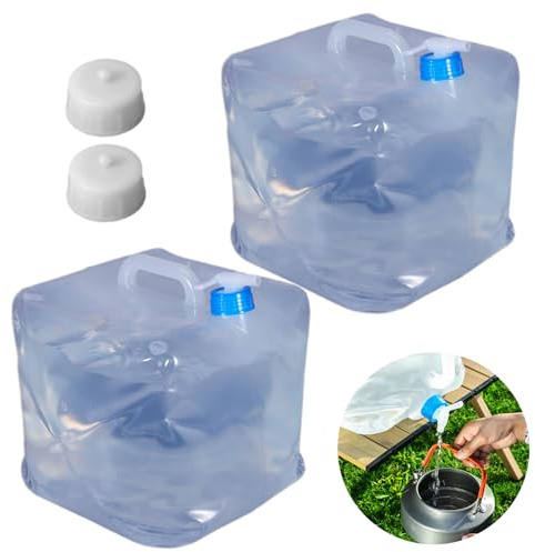 2 Stück 10L Wasserkanister Set, BPA-Freier Wasserkanister Faltbar mit Zapfhahn und Griff, Tragbarer Wasserbehälter, Wassersack für Outdoor, Camping, Reisen, Wandern, Notfallüberlebensset