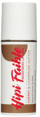 Hipi Faible CHERRY & CHAMPAGNE GLITTER Intensiv Lippenpflege für trockene Lippen – Premium Naturkosmetik Lip Balm mit Bio Wollwachs, Hygienischer 6 ml Pumpspender, mit Glitzer