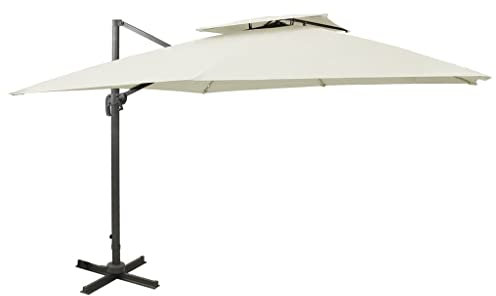 SKM Ampelschirm mit Lüftung 300x300 cm Sandfarben,19,88 KG,312368,Color: Weiß
