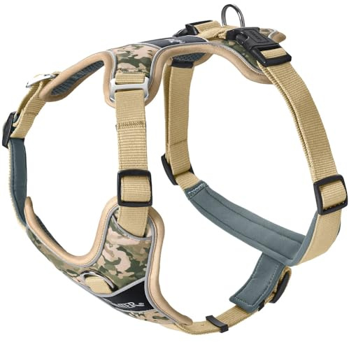 HUNTER Divo Camouflage Hundegeschirr | Nylon, ergonomisch geformt, 5-Fach verstellbar, in Camouflage-Style, Farbe: Beige, Größe: S-M