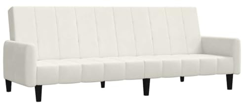 vidaXL Schlafsofa 2-Sitzer, Sofa mit Holzrahmen, Schlafcouch für Wohnzimmer Heimkino Büro, Couch Sofabett Tagesbett Gästebett, Creme Samt