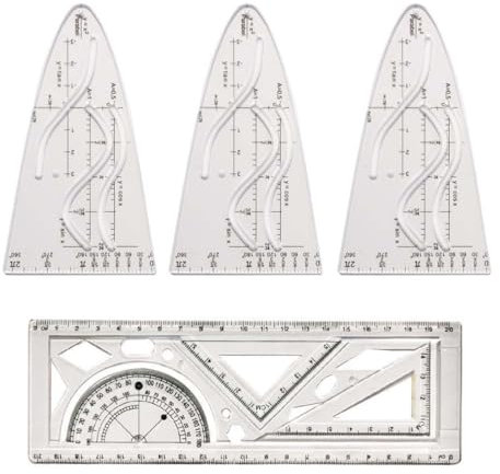 PRAOFRT 3 Stück Parabelschablone Mathe+1 Stück geometrie lineal set Für Studenten Büro Designer Malerei