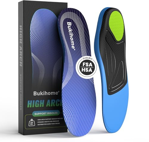 Bukihome Semelles Orthopédiques Soutien de la Voûte Plantaire - Fasciite Plantaire, Épine Calcanéenne, Pieds Plats - Douleurs au Talon et Genou - Semelles Confort Homme Femme(Size XL)