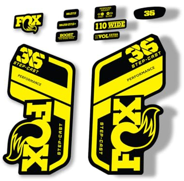 Autocollant de rechange pour fourche Fox 36 2021 Step Cast Performance Series Jaune (brillant)