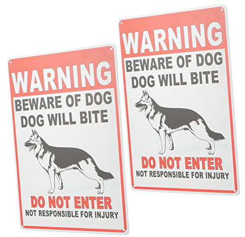 PHENOFICE 2stücke Retro Metall-warnschild Vorsicht Hund Wasserfestes Gartenschild Einzigartigem Schriftbild Langlebig Und Sichtbar Für Außenbereiche