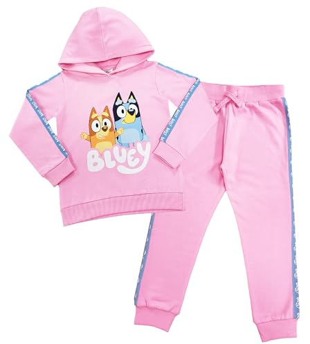 Bluey Girls Tracksuit Hoodie Jogger Bottoms Hoody Top Loungwear (Bluey Tracksuit Pink, 18-24 Months)