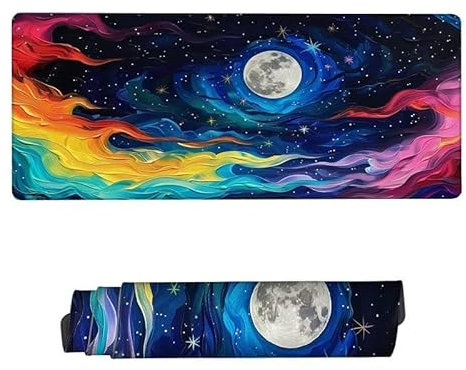 Large Mouse Mat 1200x600x3mm, Mouse Pad Starry Sky Desk Mat, Gaming Mouse Pad Moon Mouse Pads, Non Slip Desk Mat, Waterproof Keyboard Mat, Improved Precision and Speed, Desk Accessories, Gifts RS-452