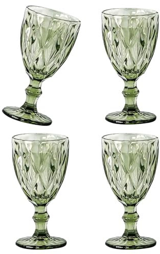 Set Di 4 Bicchieri Di Cristallo Colorati Succhi Di Succhi Di Bere Tazze Modello Goffrato Vetro Bevande Domestiche