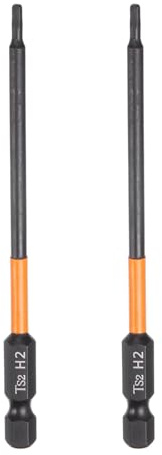 sourcing map 2pcs H2 Hex Head Drill Bit Wrench 2mm Metric Flat Tip 1/4 Hex Shank 100mm (4) Long Magnetic Black Phosphate Hexagonal Screw Driver Socket Industrial Screwdriver Power Bits