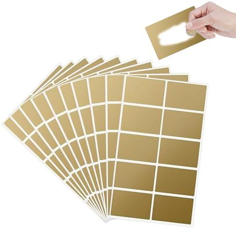100 Stück Rubbellose Selber Machen,60x40mm Rubbelaufkleber Rubbelsticker Rubbelkarten zum Selber Beschriften,Überraschungen Selbstklebendes Rubbeletikett für Gutschein, Spiel, Geschenke (Gold)